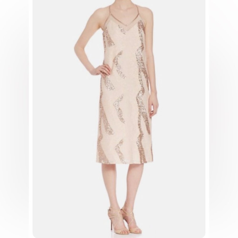 ABS by Allen Schwartz Beaded Sequin Midi Slip Dress